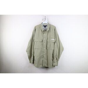 ExOfficio Mens Large Vented Double Pocket Hiking Trekking Button Shirt Plaid
